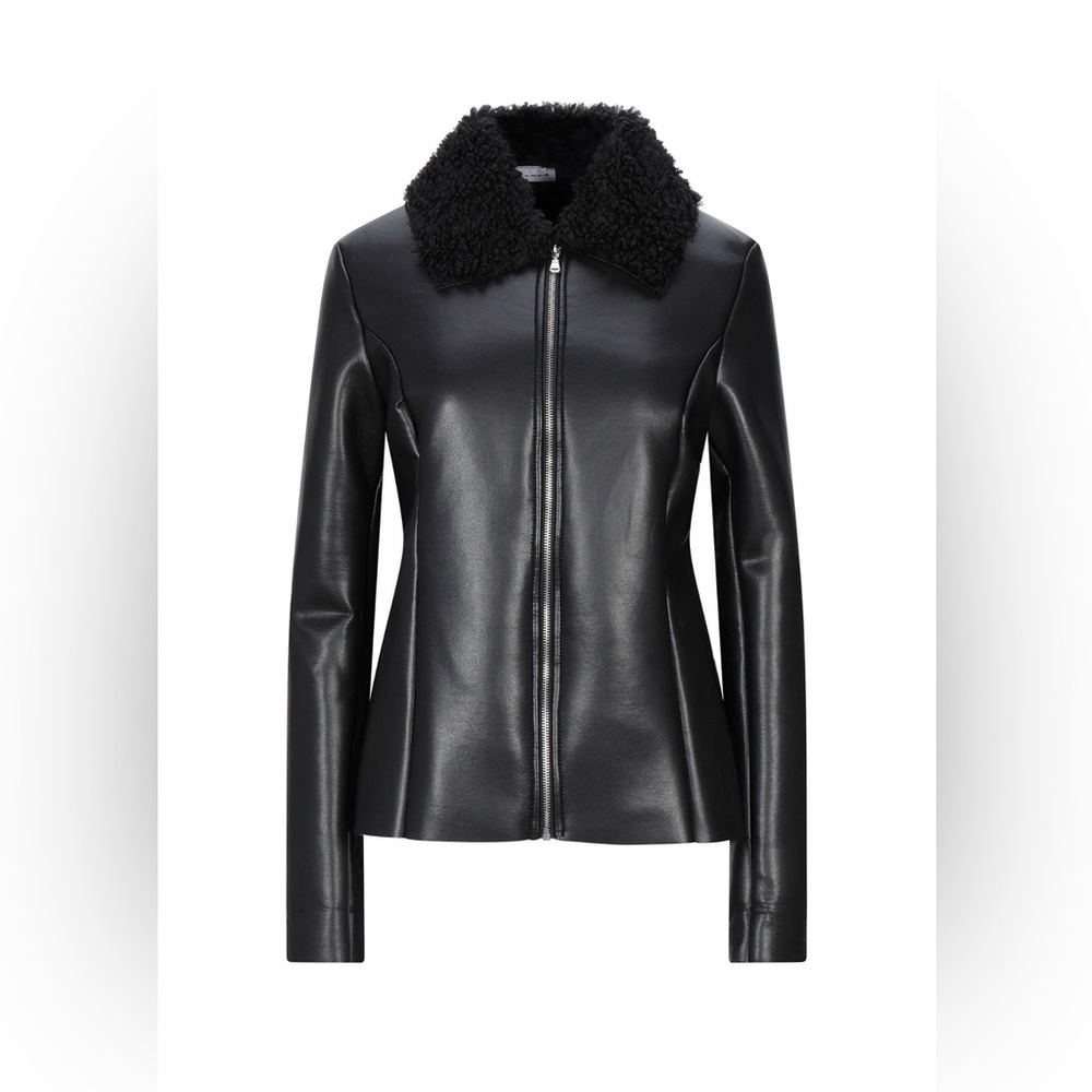 [SIMONA A] Black Sherpa Lined Moto Jacket